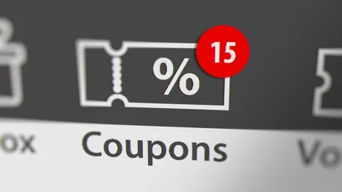 Coupons Icon with Animated Counting Numbers. Online Shopping Concept Stock Footage 123820535