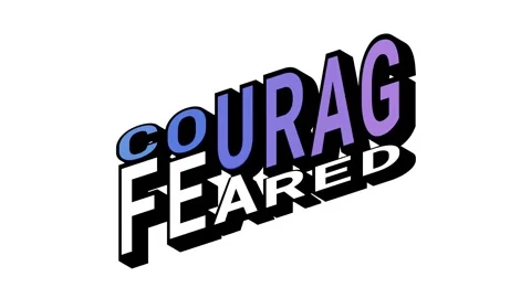 COURAG vs FEARED, 3D Text Animation in Isometric View with Opposite Word Motion Stock Footage 314263396