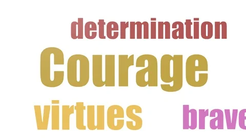 Courage Animated Simple Tag Cloud Isolated On White Video stock 107243350
