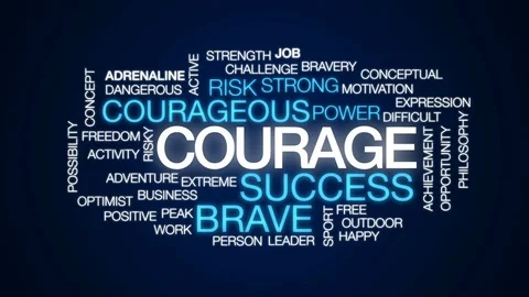 Courage animated word cloud, text design animation. Stock Footage 78642340