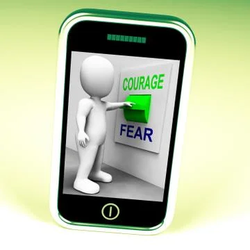 Courage Fear Switch Shows Afraid or Courageous Stock Illustration