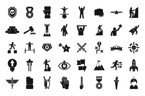 Courage icons set simple vector. Risk adventure Stock Illustration