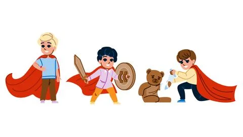 Courage kid boy hero vector Stock Illustration