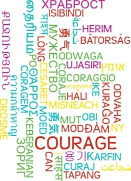 Courage multilanguage wordcloud background concept Stock Illustration