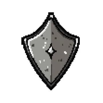 Courage shield knight pixel art vector illustration Stock Illustration