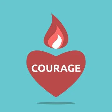 Courageous heart with flame Stock Illustration