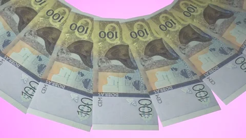 Courageous Looping Design 100 Dobra Curency of Sao Tome and Principe. Vídeo Stock 309458056