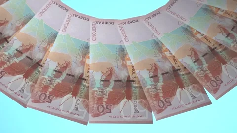 Courageous Looping Design 50 Dobra Curency of Sao Tome and Principe. Vídeo Stock 309458859