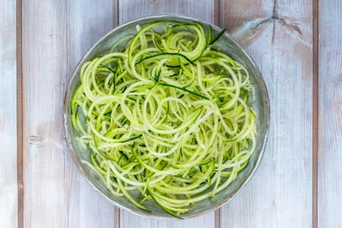 Courgette spaghetti Stock Photos