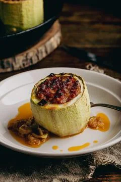 Courgette Stuffed with Ground Beef Stock Photos