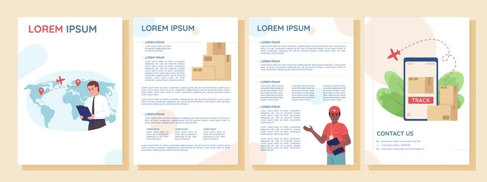 Courier and postal services flat vector brochure template Stock Illustration