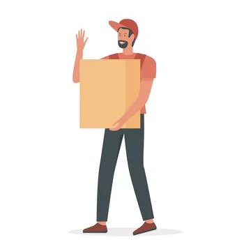 Courier with big package 库存插图