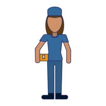 Courier with boxes professional worker avatar Stockillustratie