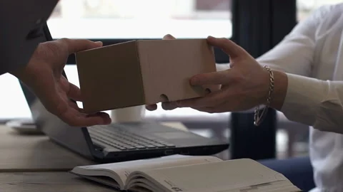 The courier brought the parcel to the office Stock Footage 105288329