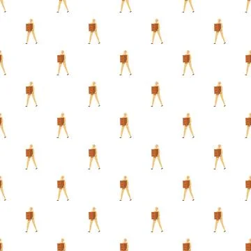 Courier carrying parcel delivery pattern on white background Illustrazione stock