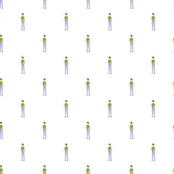 Courier character delivering parcel seamless pattern background Stock Illustration