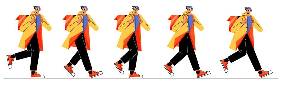 Courier character walk cycle sequence Illustrazione stock