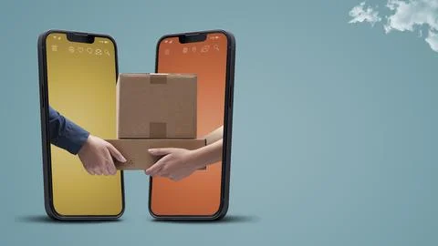 Courier delivering boxes to a customer Stock-Fotos