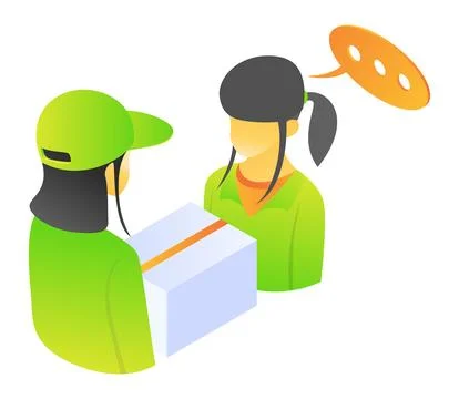 Courier delivering orders to clients Stock Illustration
