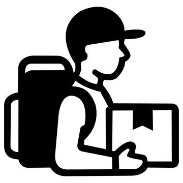 Courier delivering package box icon イラスト素材