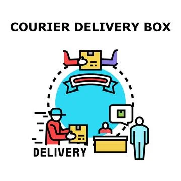 Courier delivering package to customer receiving order Stock Illustration
