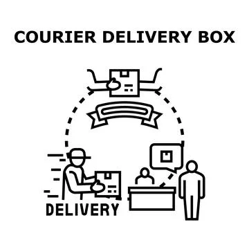 Courier delivering package to customer receiving order Stock Illustration