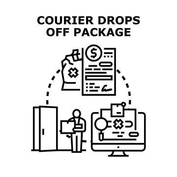 Courier delivering package process, online tracking system Stock Illustration
