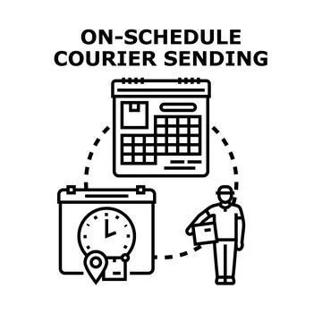 Courier delivering package on schedule concept イラスト素材