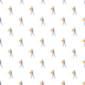 Courier delivering package seamless pattern background Illustrazione stock