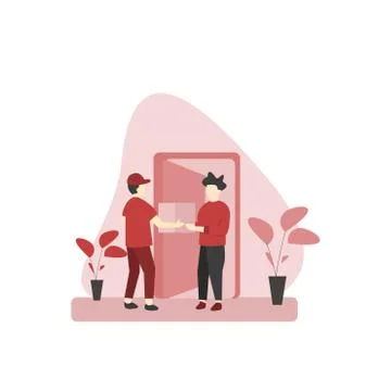 Courier delivering parcel to the customer Stock Illustration