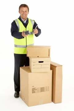 Courier Delivering Parcels Stock Photos