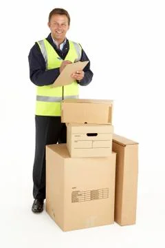 Courier Delivering Parcels Stock Photos
