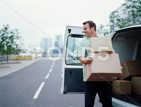A Courier Delivering Parcels