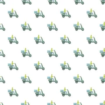 Courier delivering parcels on a scooter pattern Illustrazione stock