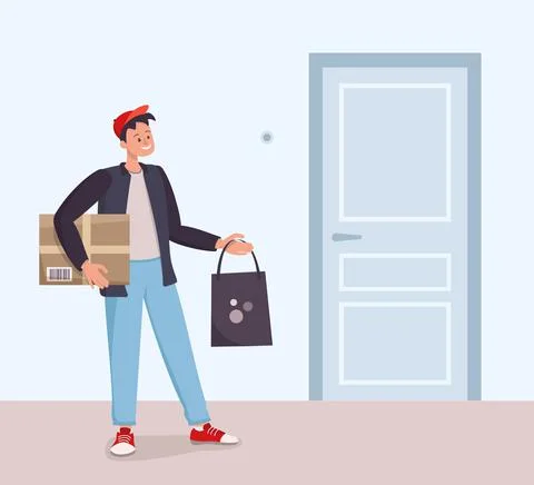 The courier delivers the order Stock Illustration