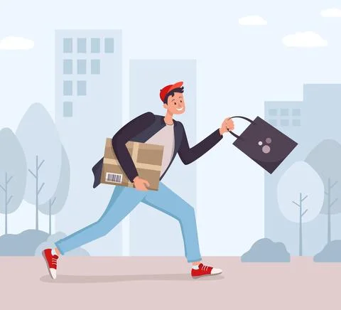 The courier delivers the order Stock Illustration