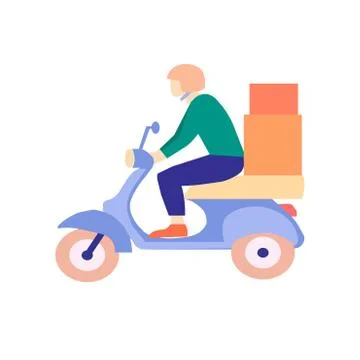Courier delivers order on white background, vector chart Stock Illustration