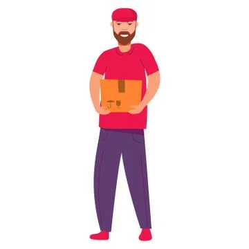 Courier delivery a box .Young postman . Delivery during the COVID-19 coronavi Stock Illustration
