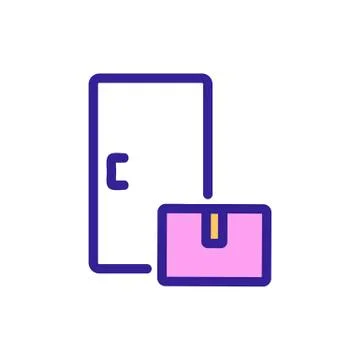 Courier delivery door icon vector. Isolated contour symbol illustration Illustrazione stock
