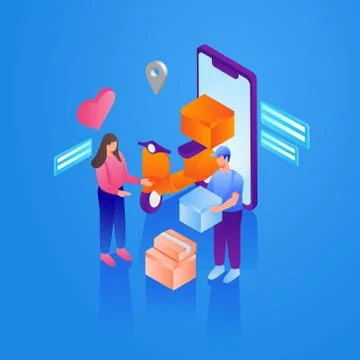 Courier Delivery Handover To Customer  Vector Illustration Concept Stock Illustration