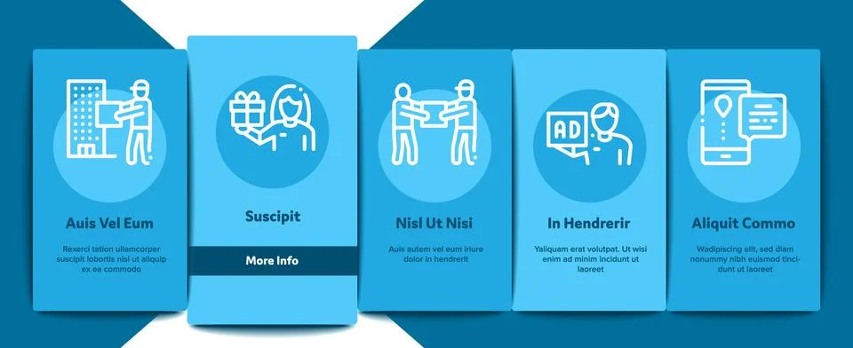 Courier Delivery Job Onboarding Elements Icons Set Vector Illustrazione stock