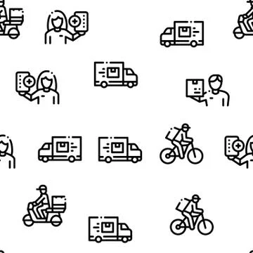 Courier Delivery Job Seamless Pattern Vector Stock Illustration