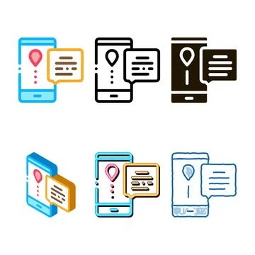 Courier delivery mobile application icon designs vector outline Stock Illustration