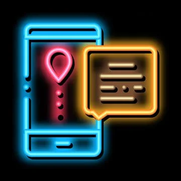 Courier Delivery Mobile Application neon glow icon illustration Stock Illustration