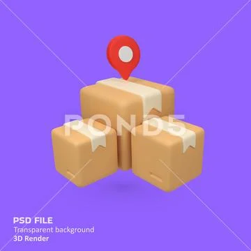 Courier Delivery Service with location mark isolated 3d render icon illustr.. PSD Template