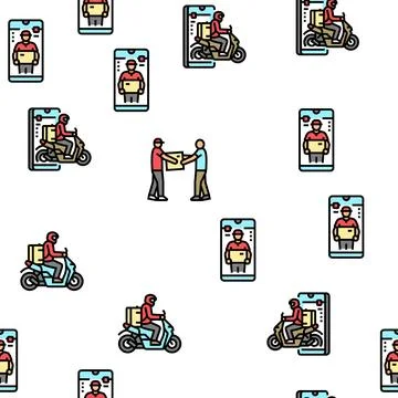 Courier delivery service shipping vector seamless pattern Stock Illustration