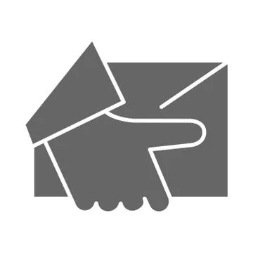 Courier delivery solid icon, logistics symbol, hand holding parcel or letter Illustrazione stock