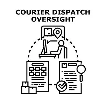 Courier dispatch oversight concept illustrating logistics management control Illustrazione stock