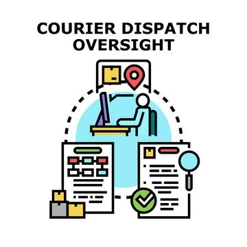 Courier dispatch oversight concept illustrating logistics management control 库存插图