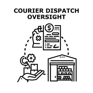Courier dispatch oversight managing logistics and delivery process Stock Illustration